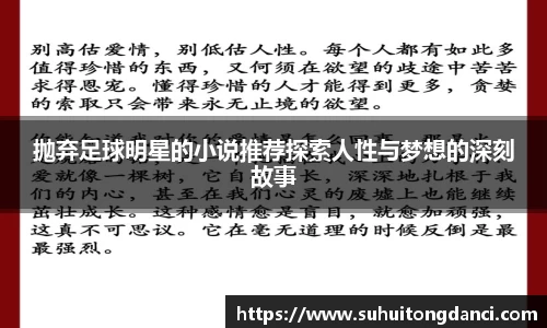 抛弃足球明星的小说推荐探索人性与梦想的深刻故事